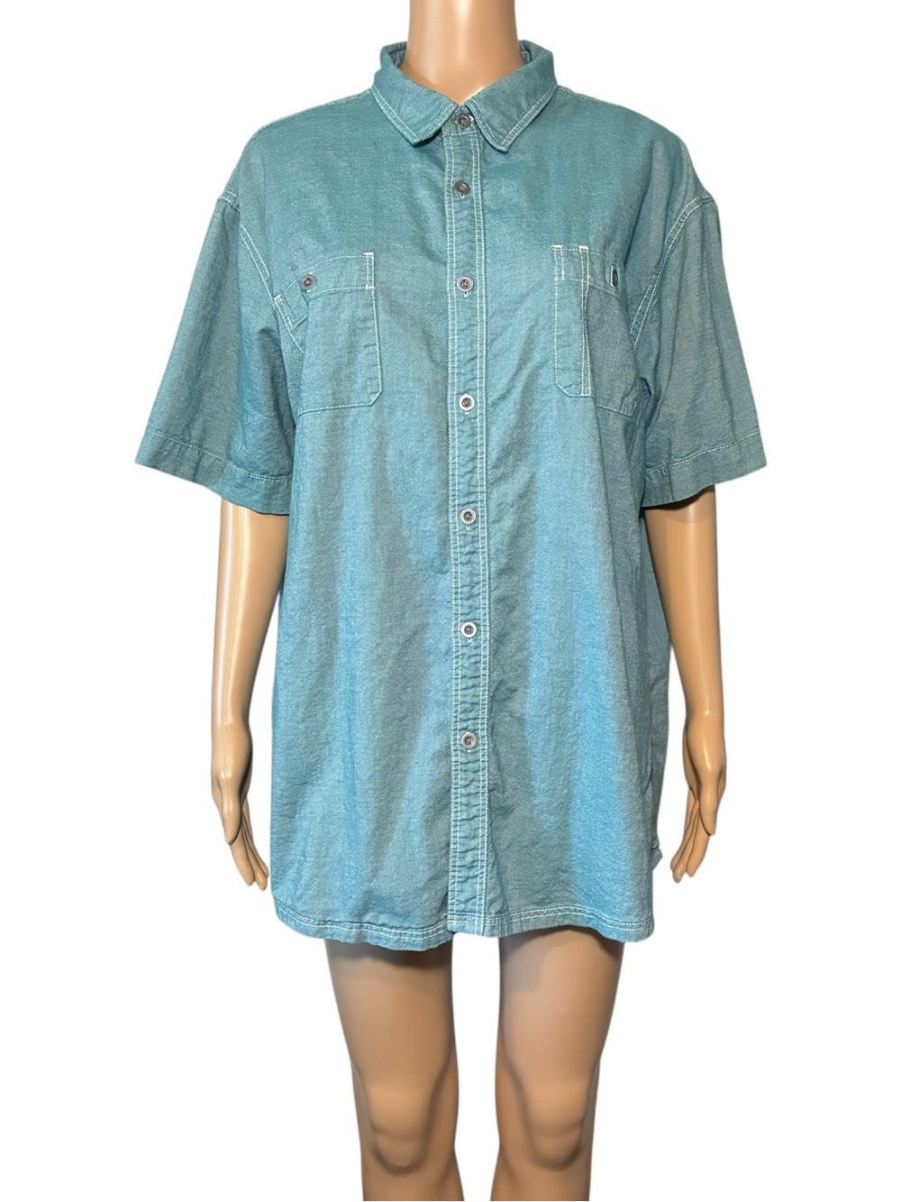 G.H. Bass & Co Men’s Short Sleeve Button-Down Shirt Green Size XL – 100% Cotton